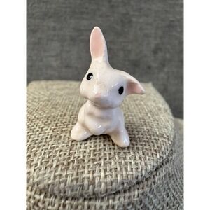 Hagen Renaker White Pink Rabbit Miniture Porcelain Hand Painted Figurine Easter